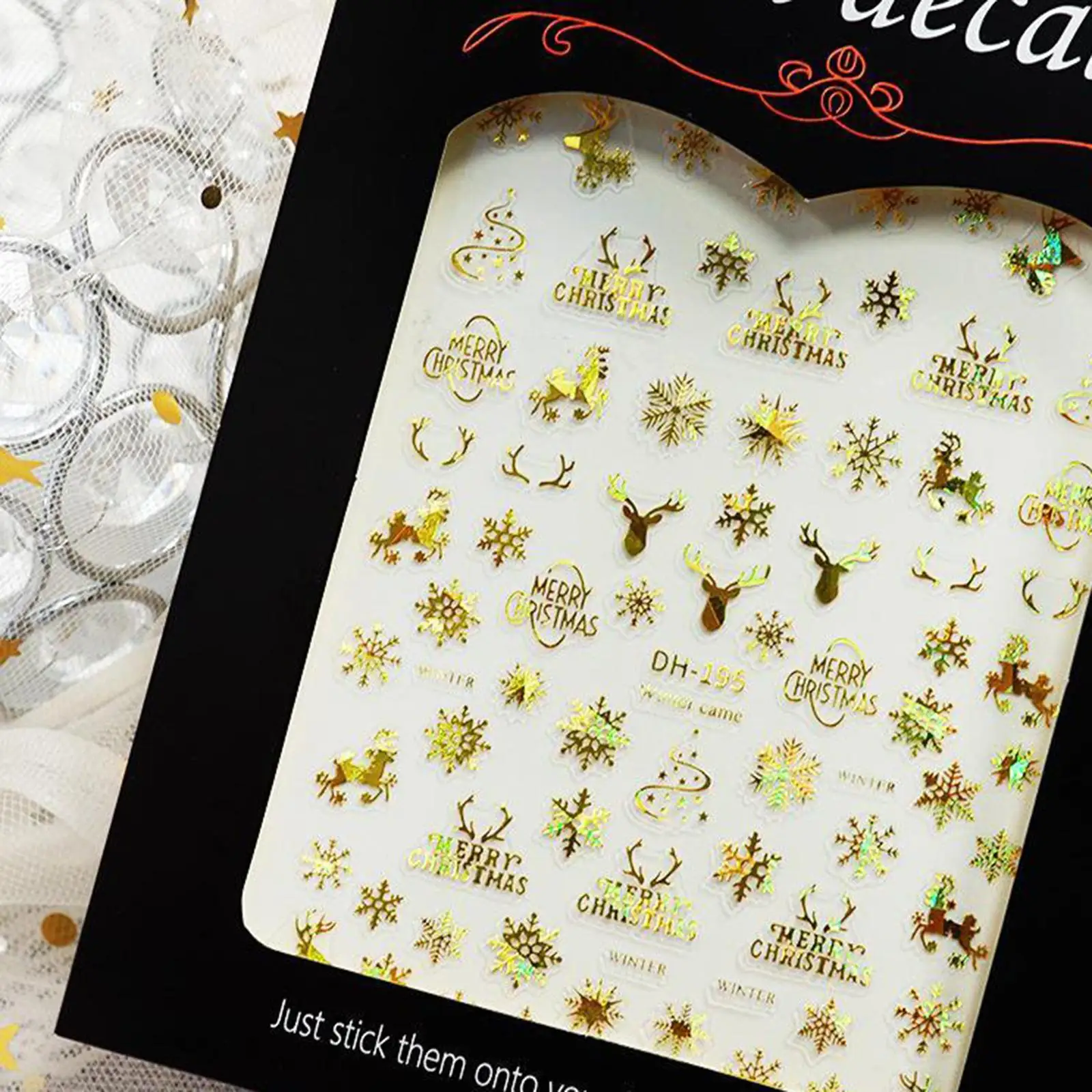 Christmas Sticker for Women DIY Stickers Decals Snowflakes Manicure Decoration Nails Accessories,1 Sheet