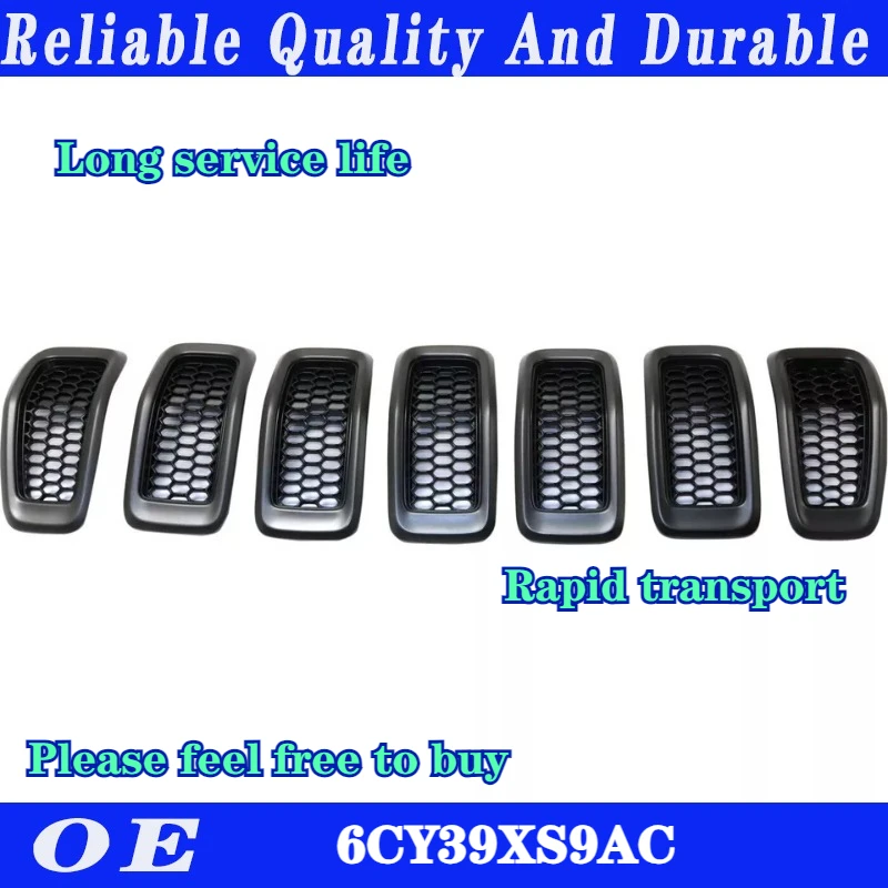 

High quality Set of 7 Grille Inserts 6CY39XS9AC ,Black ,5RB21XS9Ab Honeycomb Mesh for Jeep Cherokee 2014-2018 car accessories