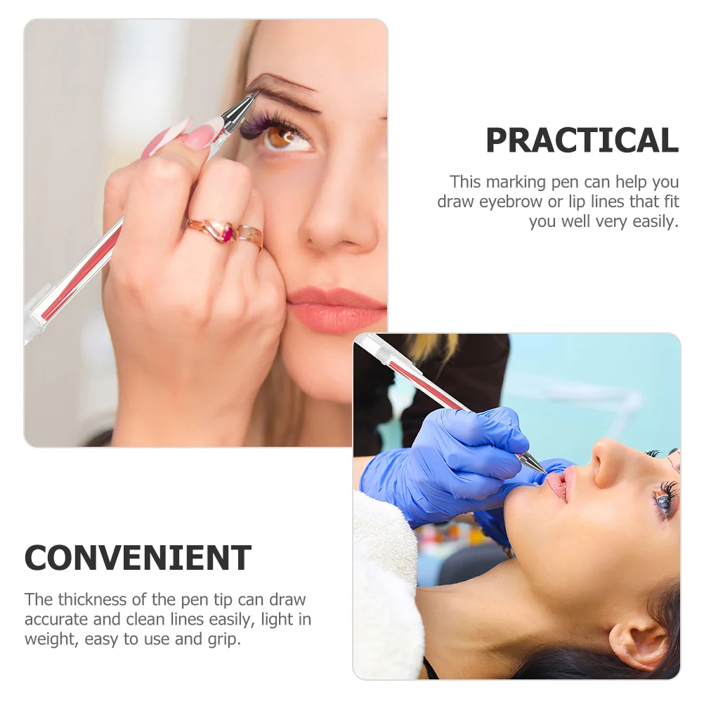 10 個の皮膚タトゥーペン眉毛位置決めマーカーペン手術用タトゥー長期的なタトゥー位置マーカー
