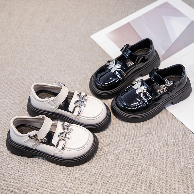 

2025 Girls Leather Shoes for Party Wedding Kids Princess Shoe with Bow-knot Soft Bottom Anti-slippery Children Performance Shoes