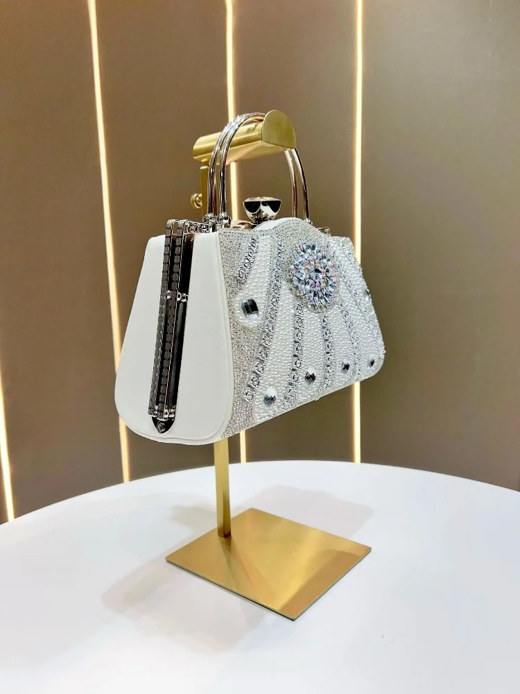 جديد إمرأة الراين الديكور مساء حقيبة 2025 حفلة موسيقية فاخرة مطعمة اللؤلؤ الماس حقائب بريق أنيقة صندوق صغير حقائب اليد
