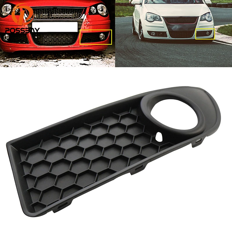 

Автомобильный передний бампер POSSBAY, Нижняя крышка для VW Polo MK4 9N3 2005 2006 2007 2008 2009 Facelift, 1 шт., левая БОКОВАЯ противотуманная решетка