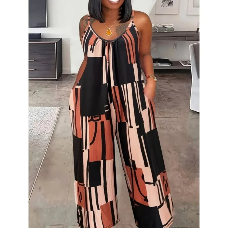 

Summer New European and American Style Color-Block Casual Sleeveless JumpsuitIdeal Vacation Outfits, Must - Have Summer Clothes