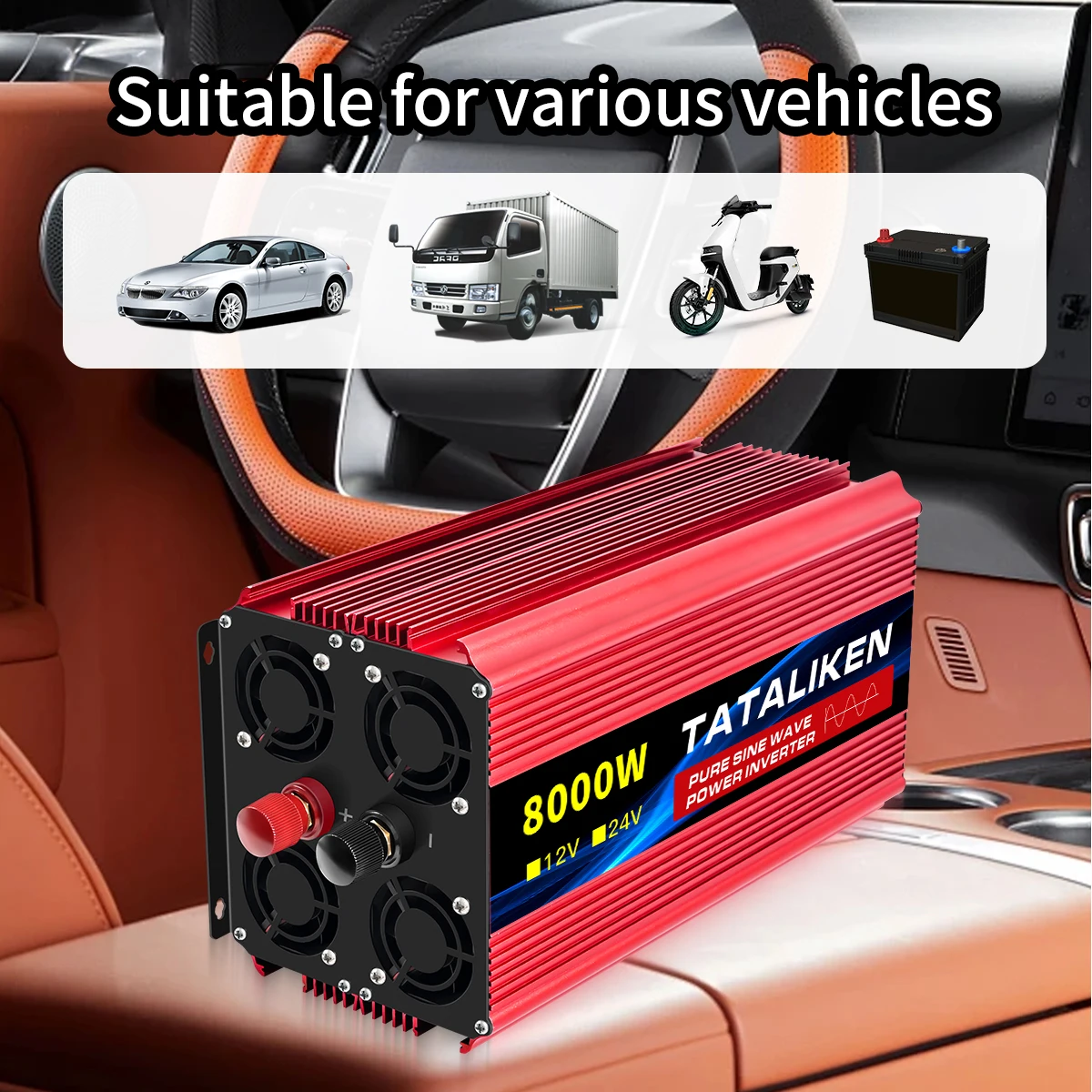 1000 واط/4000 واط/7000 واط/8000 واط 2 مآخذ المنزلية سيارة العاكس DC24V إلى AC110V موجة نقية سلسلة 60 هرتز