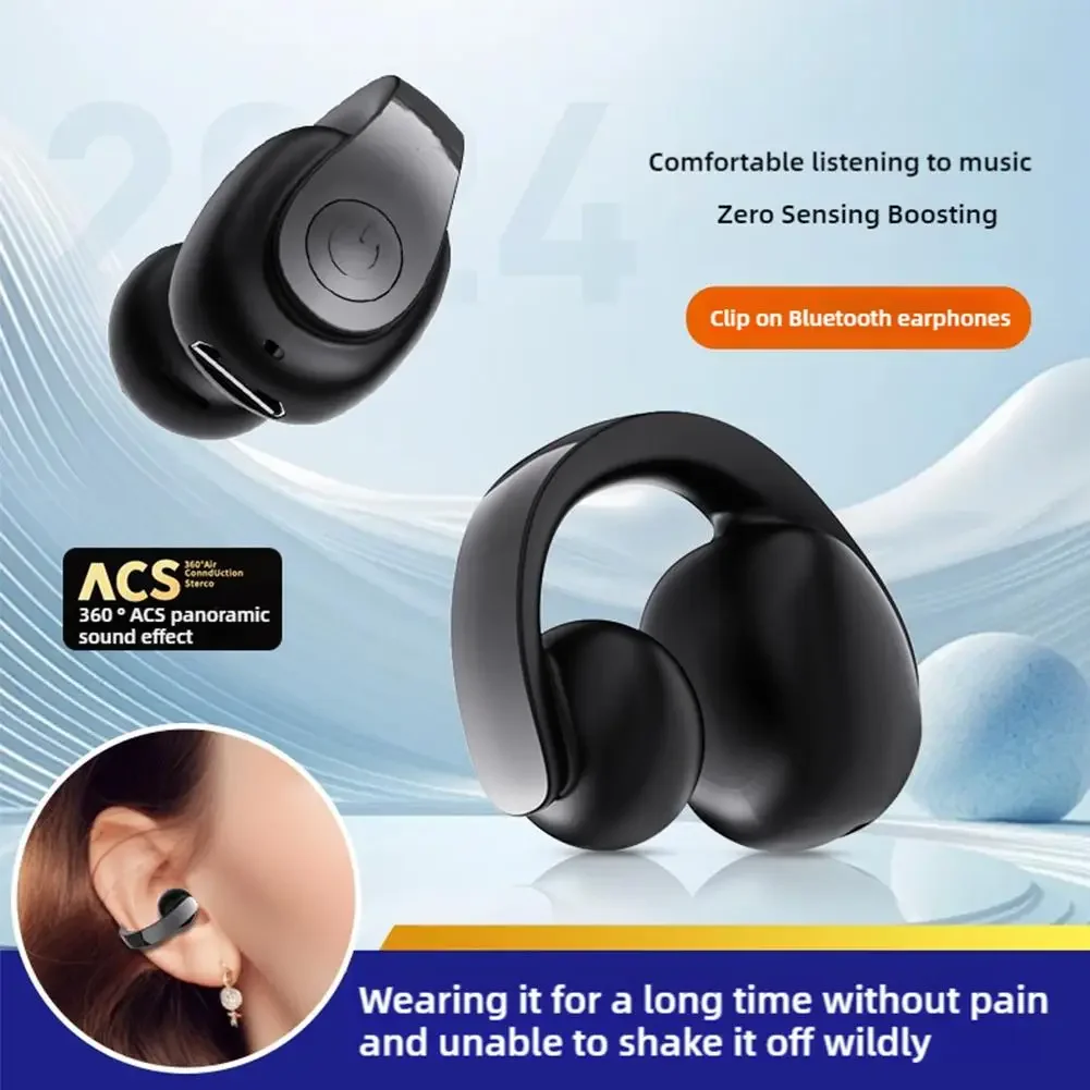 

Bluetooth 5.4 Wireless Semi-In-Ear Sports Ear Clip Headphones | New Noise Canceling Outdoor Earphones with Secure Clip Design