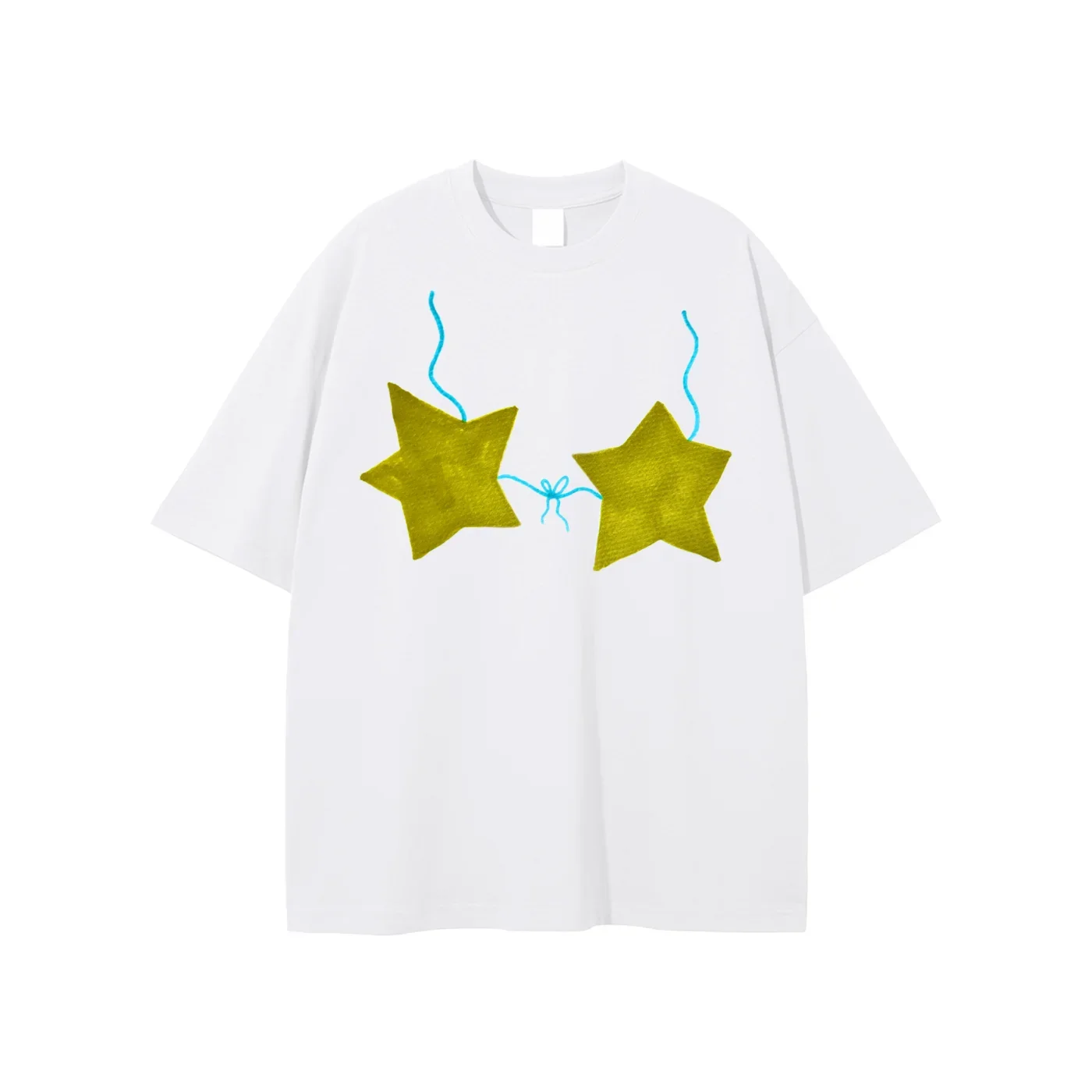 

Summer Ins Casual Five-pointed Star Graphic T-shirt Street Clothing American Gothic Oversized Women's Y2K Half-sleeved Top