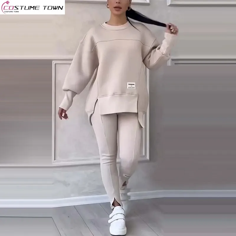 

Autumn and winter new European and American style women's fashionable casual top+slim fit pants two-piece set