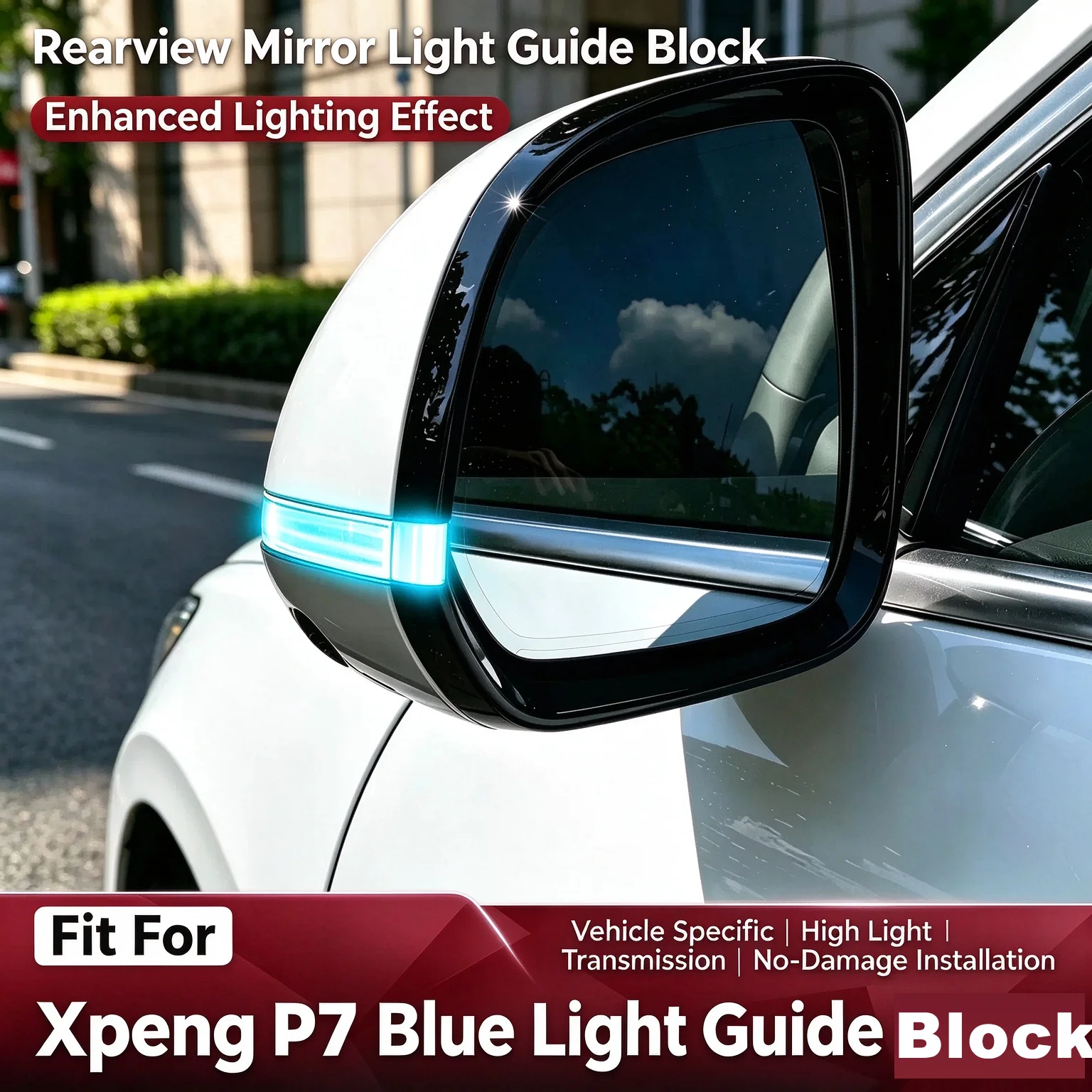 Rearview Mirror Small Blue/Yellow Light Guide Block for Xpeng P7  Driving Assist Steering Light