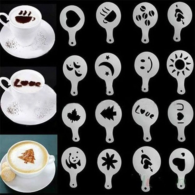 1/2/3PCS Coffee Printing Model Coffee Stencils Coffee Spray Tool Art Pen For Latte Cake Coffee Decor Coffee Drawing Coffeeware