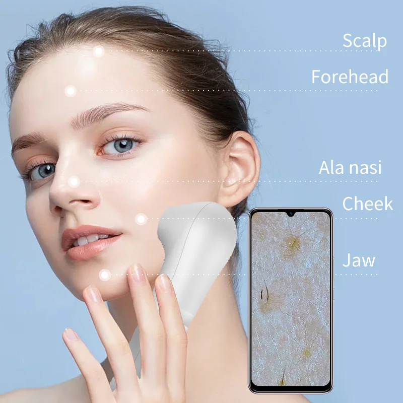 Multifunctional Scalp Skin Hair Follicle Detector HD Visual Skin Analyzer Machine Magnifier Dermatoscope Phone Tablet Connection