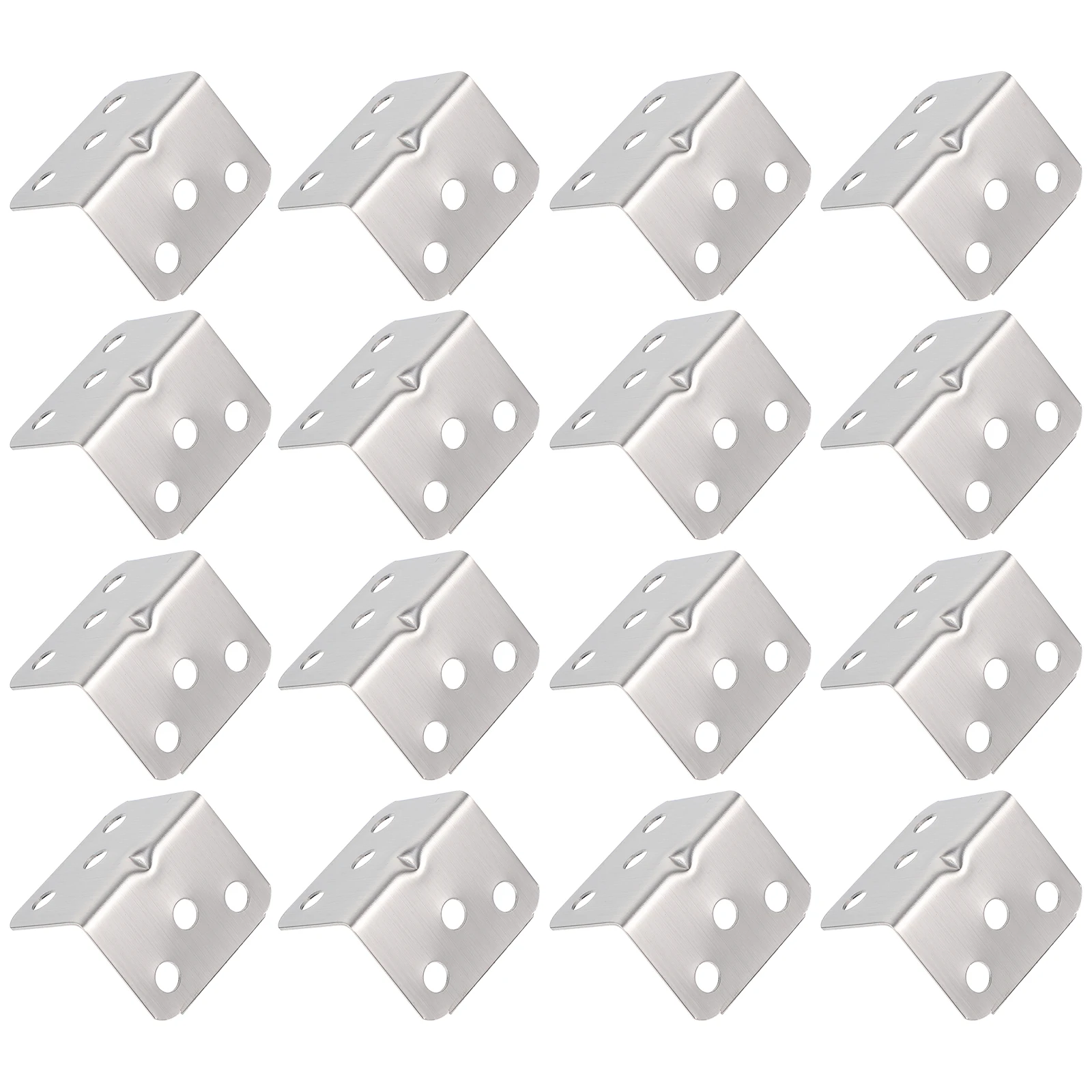 

50pcs Stainless Steel Corner Brackets 6 Hole Heavy Duty Right Angle L Bracket for Furniture Shelves Storage Screen Window Chest