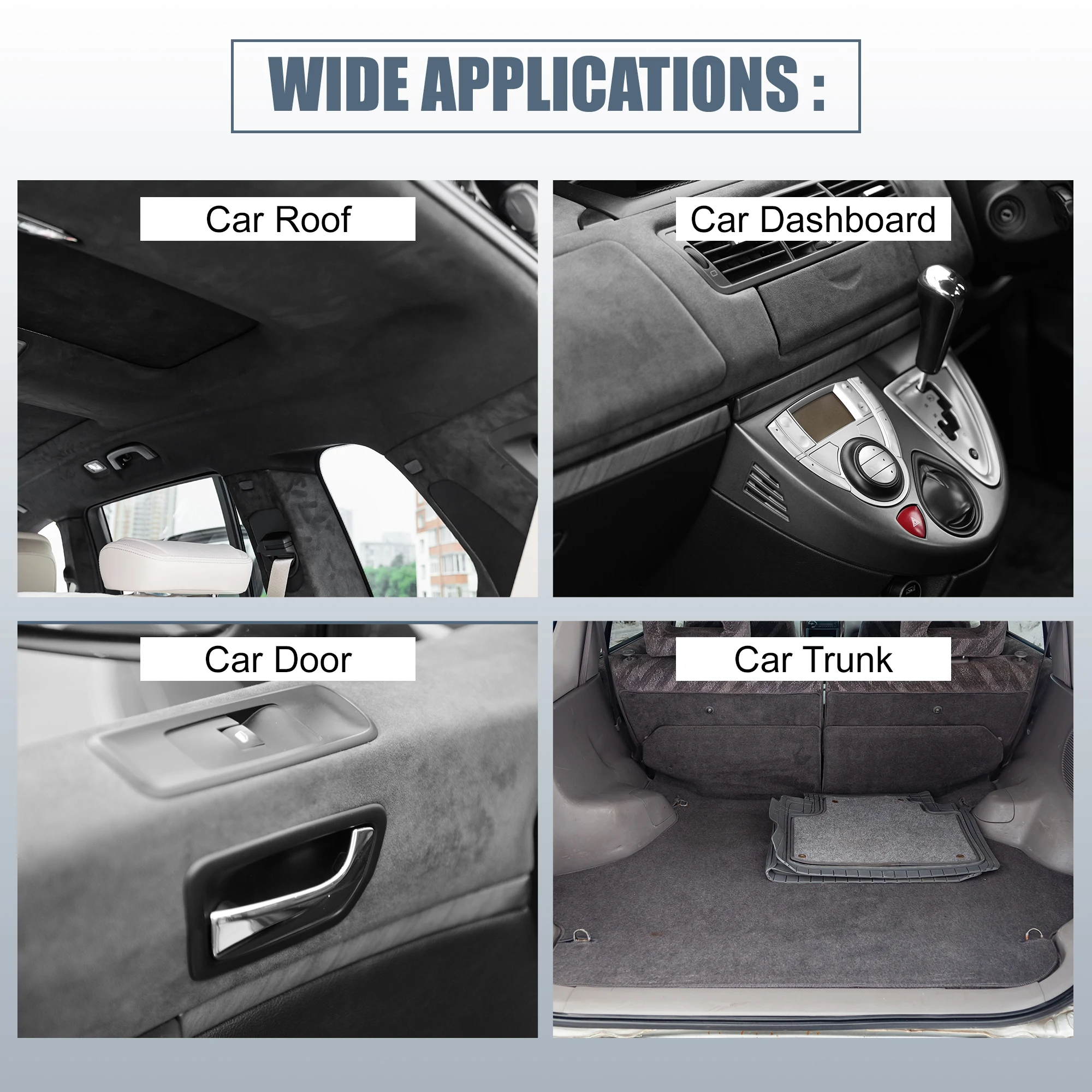 UXCELL Suede Headliner Fabric Foam Backed for Car Interior Trim Protect Aging Broken Faded DIY Repair Replacement 7 Size