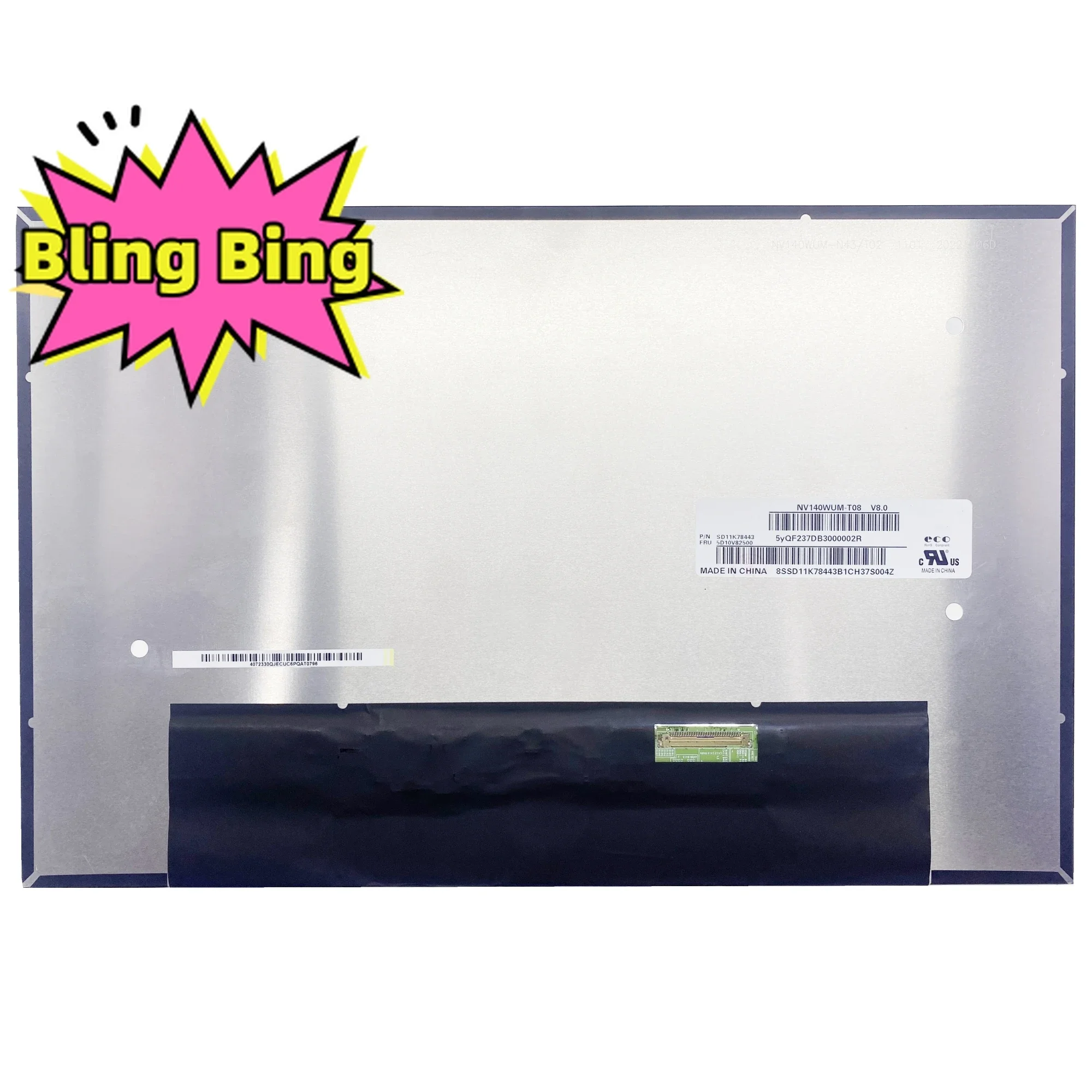 NV140WUM-T08 V8.0 Tela LCD para laptop com painel de substituição de matriz de 14 polegadas