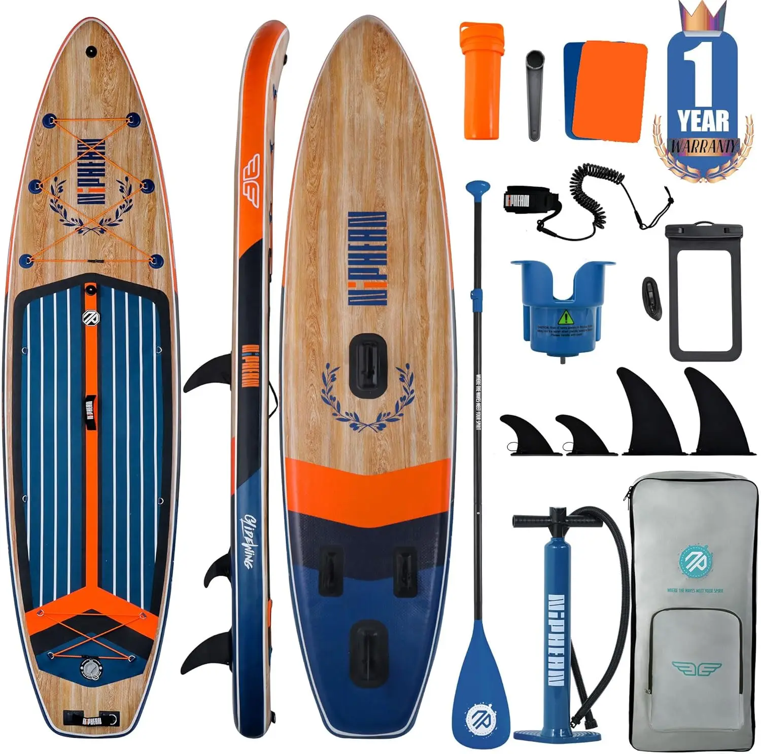 Stand Up Paddle Board with Balanced Wing Design and Durable SUP Accessories, 11’ Stable Inflatable Paddle Boards for Adults & Yo