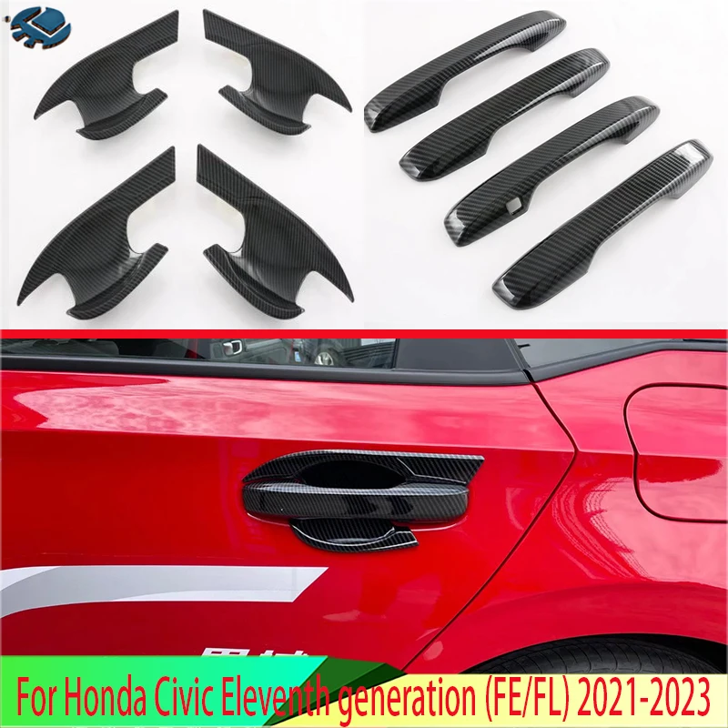 For Honda Civic Eleventh generation (FE/FL) 2021-2023 Door Handle Bowl Cover Cup Cavity Trim Insert Catch Molding Garnish