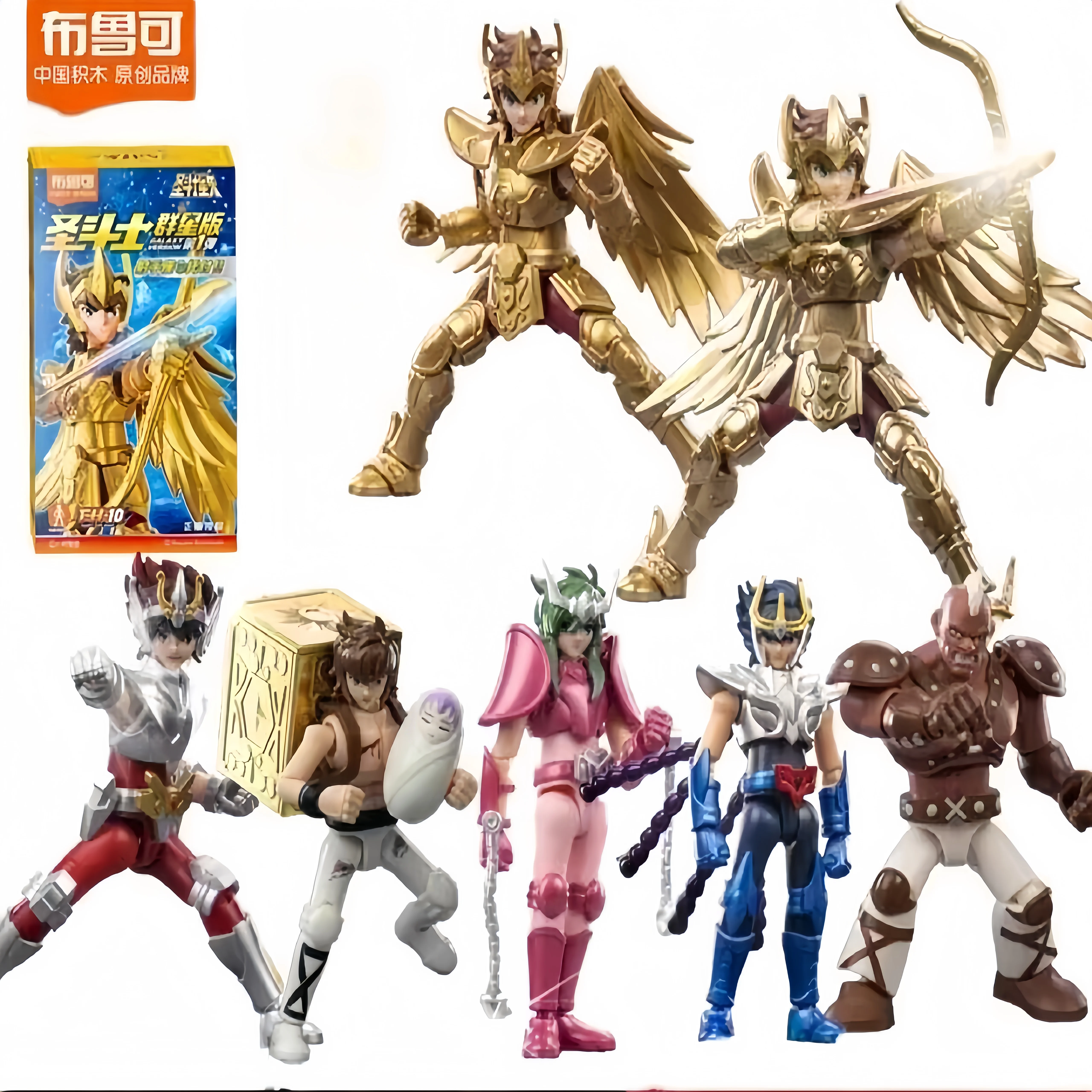 Blokees Saint Seiya Galaxy Version 01 Aiolos Shura Ikki Shun Jabu Marin Assembled Model Toys Bloks Group Gold Saint Kids Gift