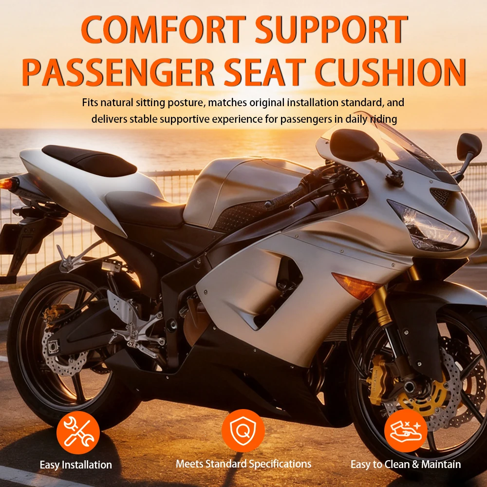 Motorcycle Black Rear Passenger Seat Pillion Cushion Fit For Kawasaki Z750 Ninja ZX6R NINJA ZX636 2003 2004 Z1000 2003 - 2006 - view 2