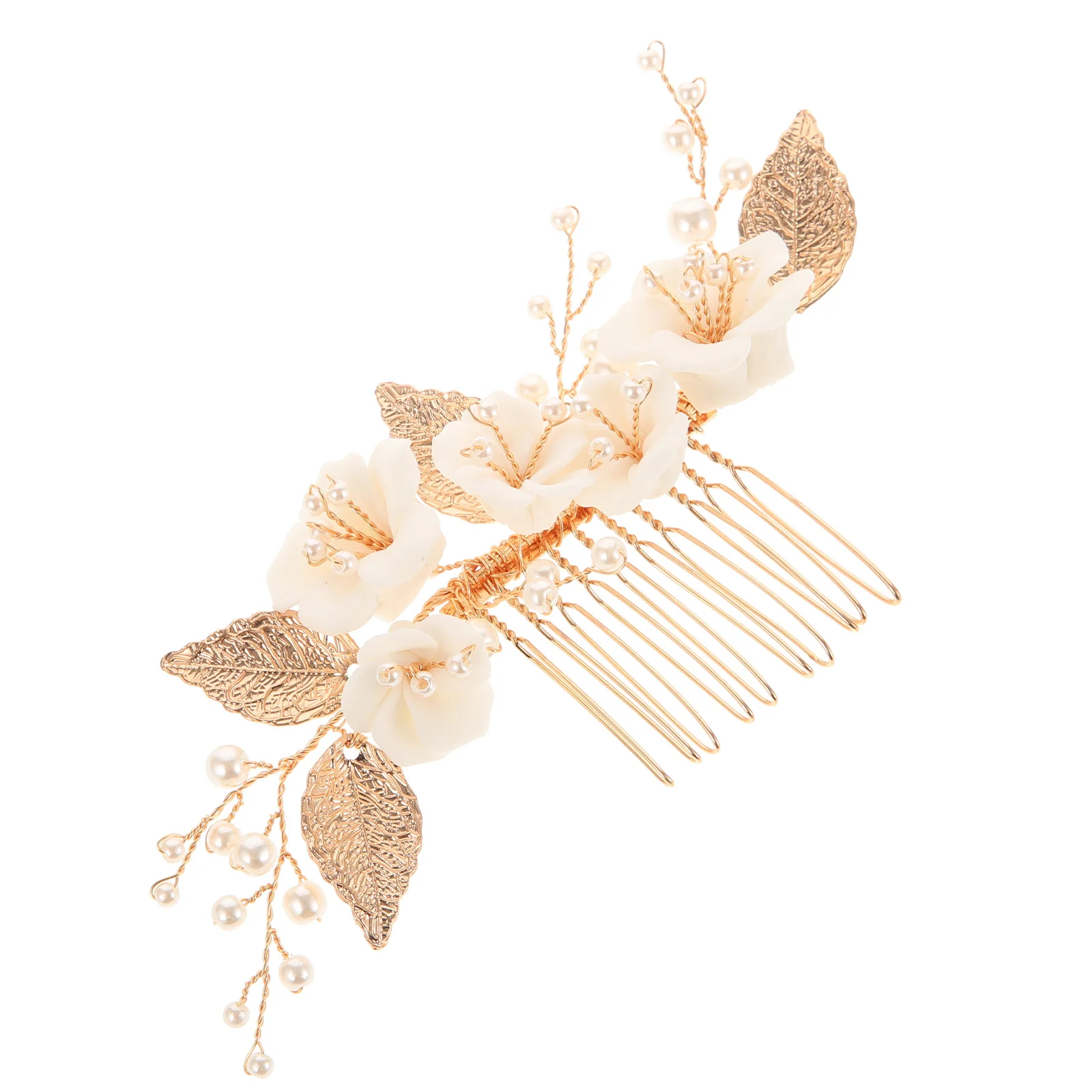 

Elegant Wedding Bride Headpiece Floral Vintage Metal Pearl Bridal Hairpin Decorative Accessories For Women Lightweight Durable