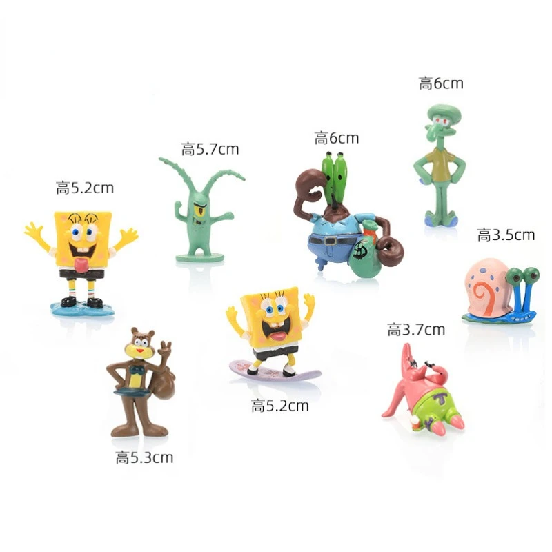 6/8 Stuks Spongebob Figuren Aquarium Ornamenten Schattige Desktop Speelgoed Model Patrick Star Cake Toppers Accessoires Aquarium Decoratie