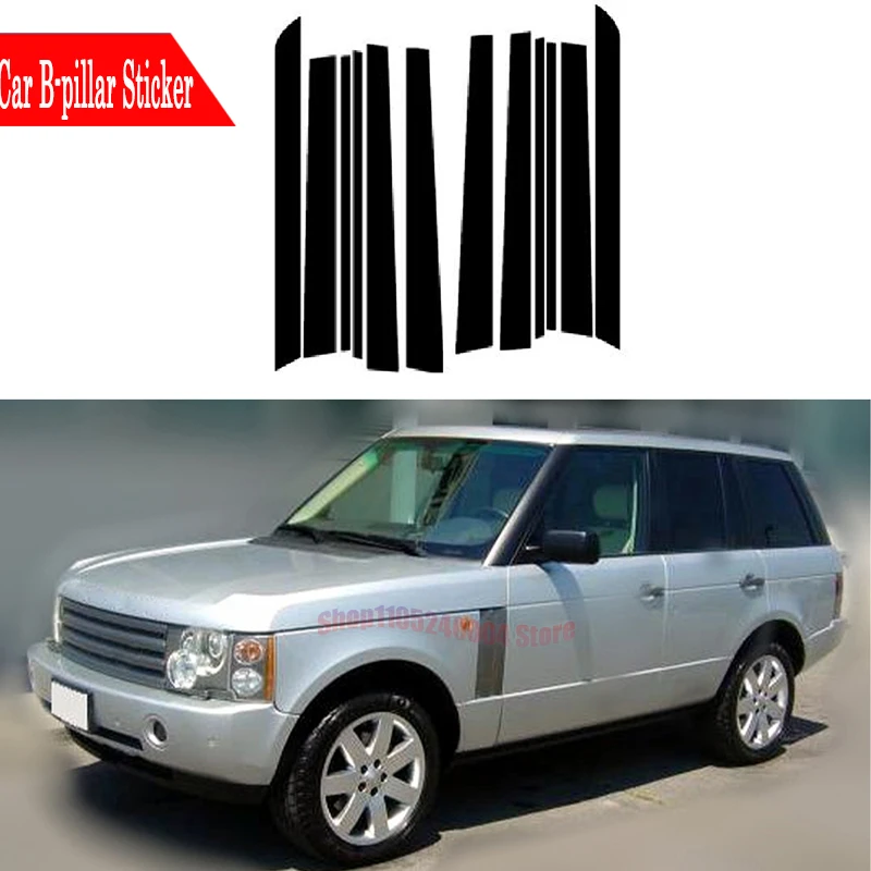 12PC For Range Rover L322 2002-2012 6PCS Glossy Black B C Pillar Stickers Window Door Column Trim Cover Decoration Accessories