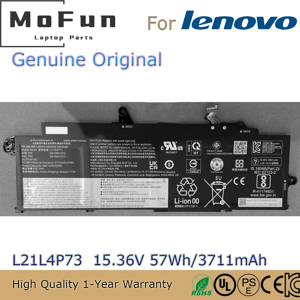 

Brand New Original L21L4P73 15.36V 57Wh Laptop Battery for Lenovo Thinkpad T14s Gen 3 GEN 3 21BR Gen 4 21F6 L21B4P71 L21M4P75