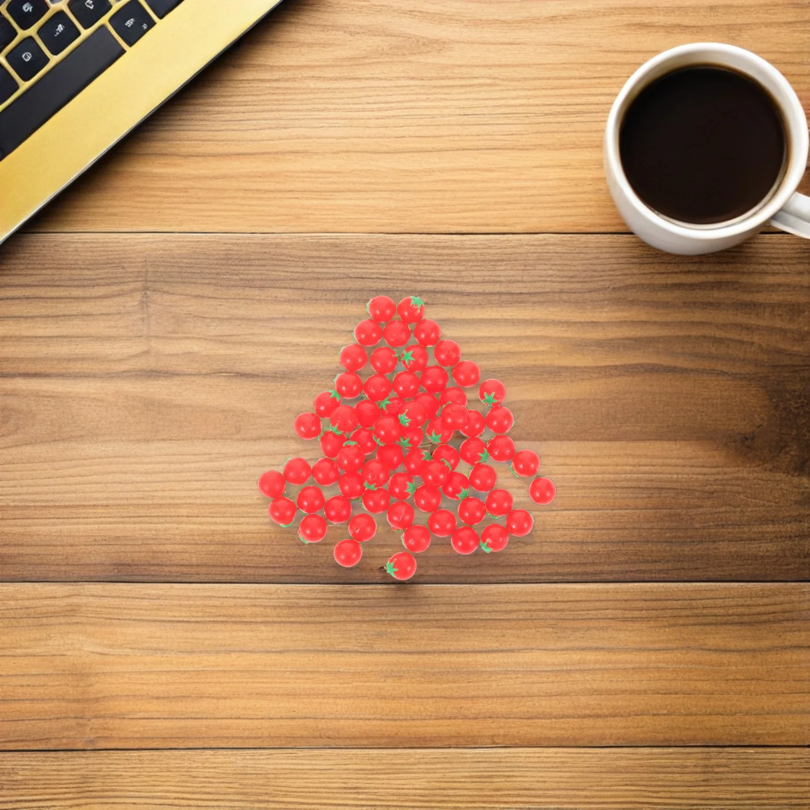 

100Pcs Mini Simulation Cherry Tomato Props Realistic Tiny Faux Food for Dollhouse Miniature Fruit Vegetable Decoration