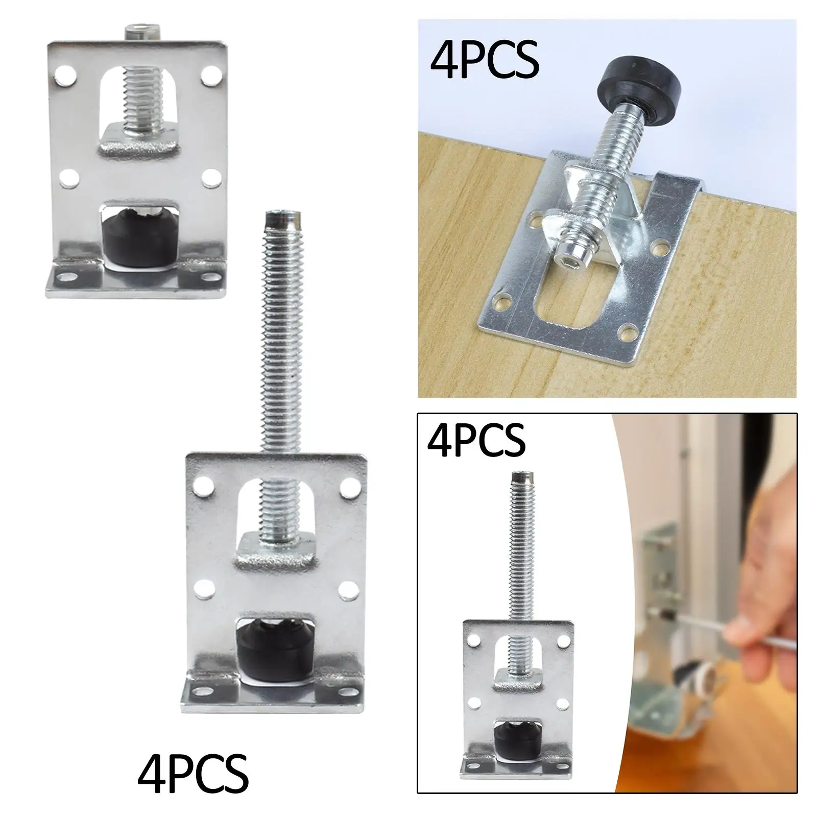 4Pcs Adjustable Furniture Leveling Feet Accessories Mounting Bracket for Cabinet Sturdy Multipurpose Simple Installation