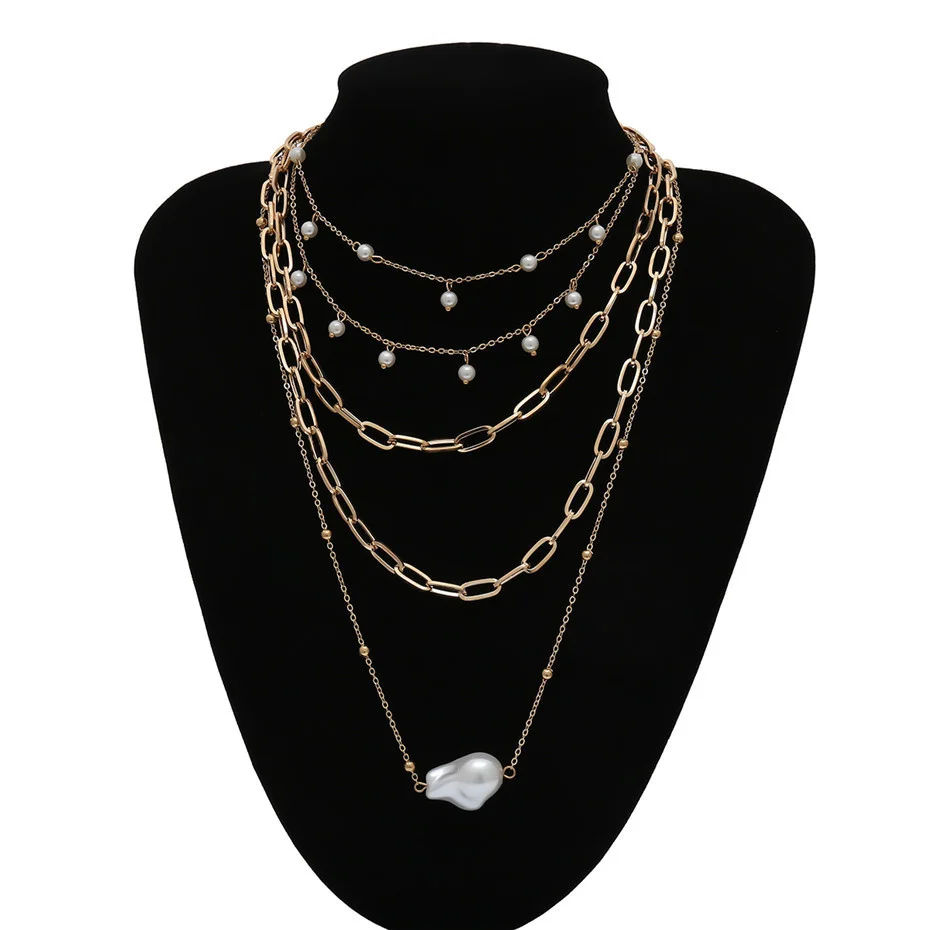 IngeSight.Z Bohemian Multi Schicht Nachahmung Perle Quaste Choker Halskette Kragen Erklärung Anhänger Halskette für Frauen Schmuck – Detail 20