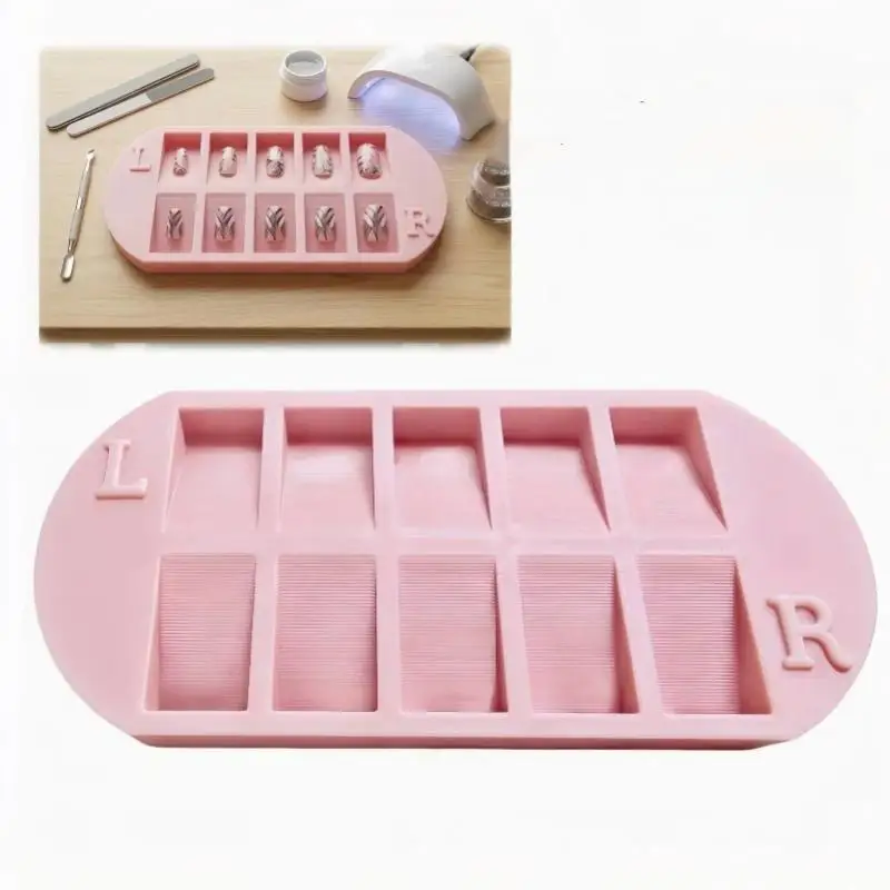 1 Stück Nagelspitzen-Aufbewahrungsschale mit 10 Fächern und L/R-Markierung, wiederverwendbare Nagelkunst-Aufbewahrungsplatte für Salon & Zuhause – Detail 6