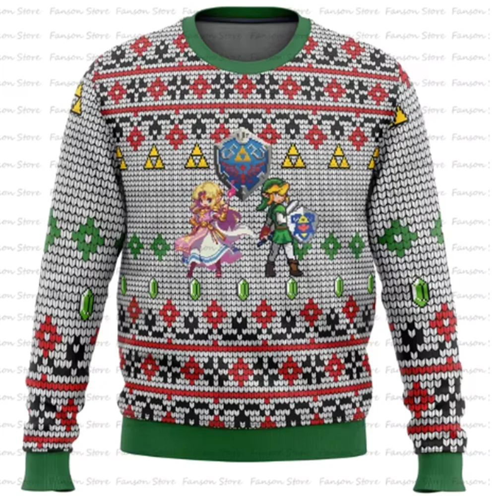 Majoras máscara sem costura padrão zelda feio camisola de natal outono feminino masculino pulôver topos 2025 moda casal moletom com capuz