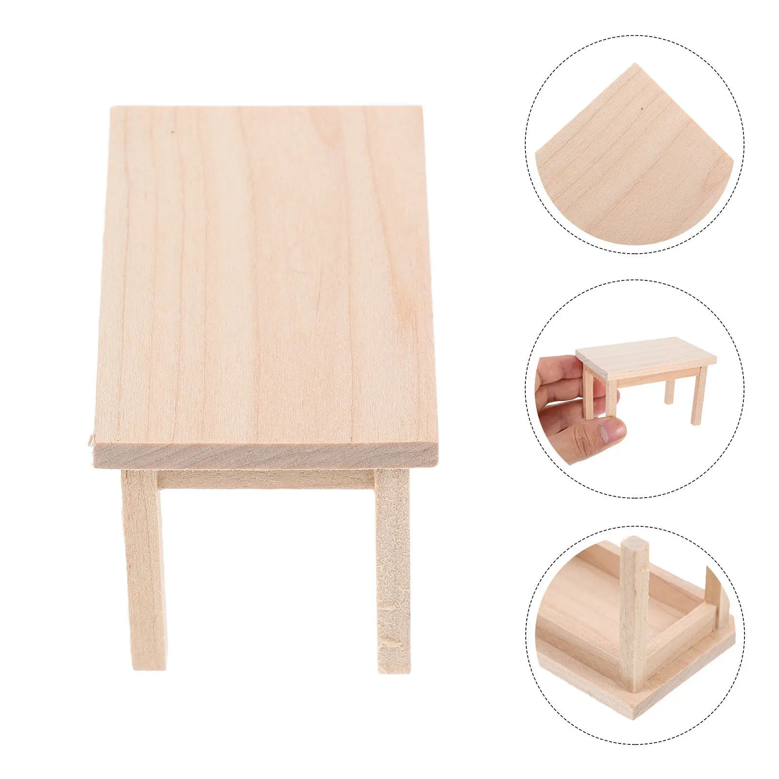 

Wooden Mini Table Decor for Miniature House Interiors Fine Craftsmanship Lifelike Detail Versatile DIY Mini