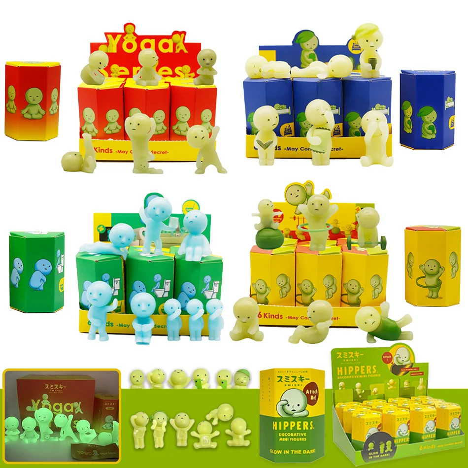 SMISI-Muñeca verde noctilucente, 5 tipos de varias series, caja ciega, decoración de figuras de acción, modelo de escritorio, juguete para regalo de Navidad