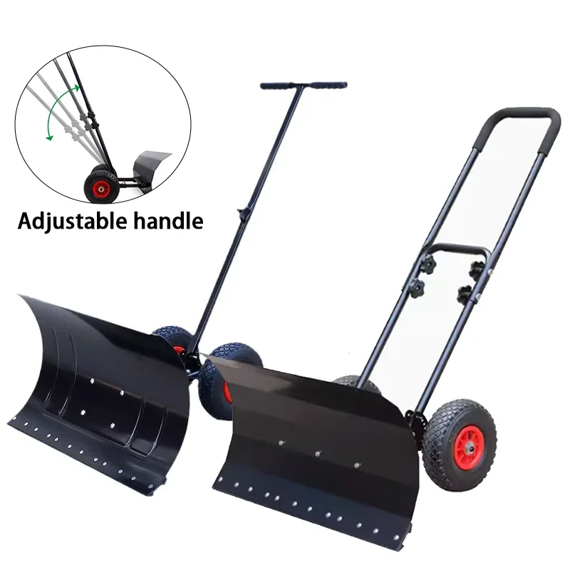 Wheeled Hand Push Snow Removal Shovel Large Tool With Wheels For Vehicle Replacement Set