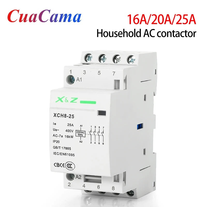 

1PCS 4P Din Rail Modular Household Ac Contactor 16A/20A/25A 220V/230V 50/60HZ 3NO 1NC 4NO 4NC 2NO 2NC