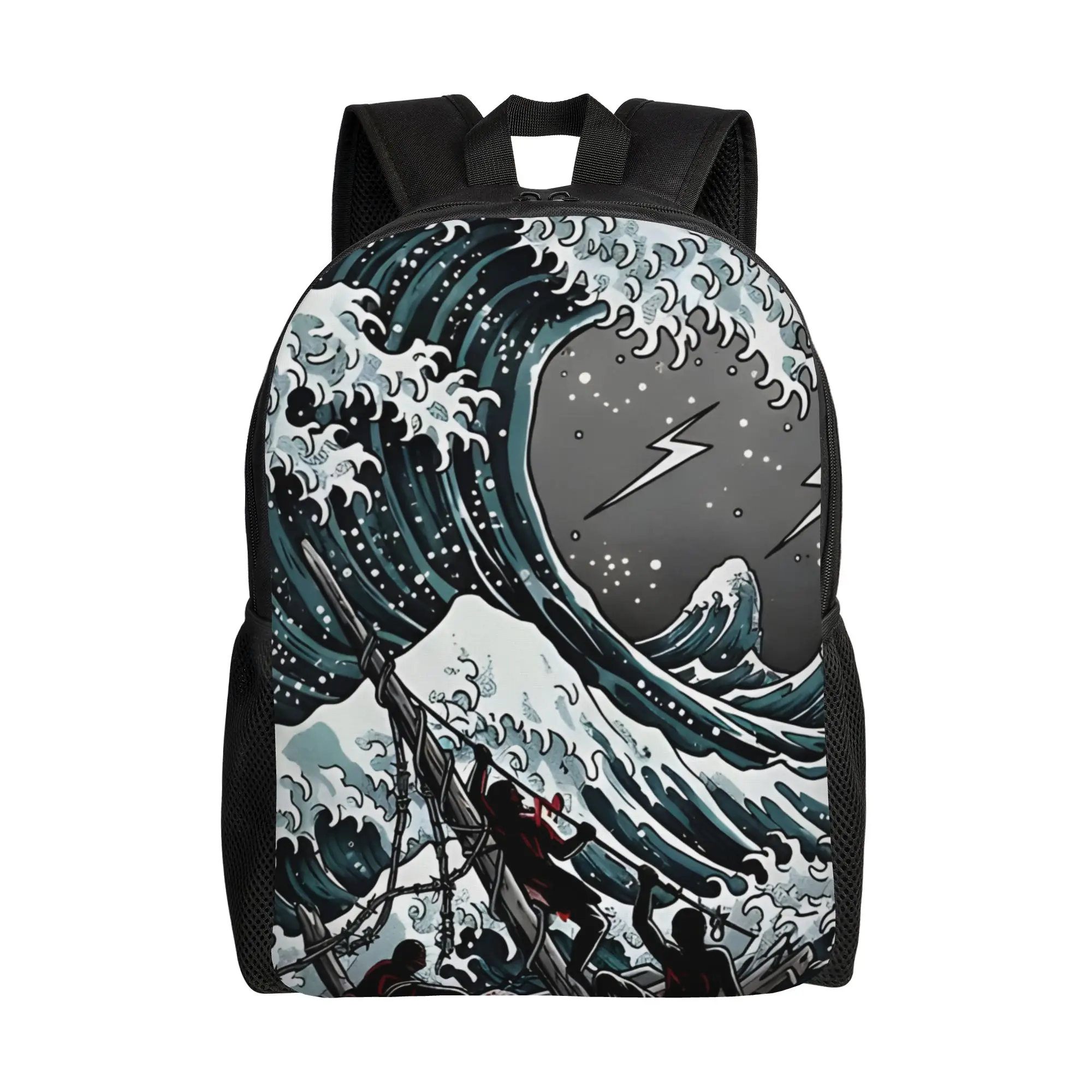 Trippy Landscape TheWave Of Chaos Dark Sea Exploration Backpack Daily Cool Aesthetic mochila Large Capacity Schoolbag For Teens