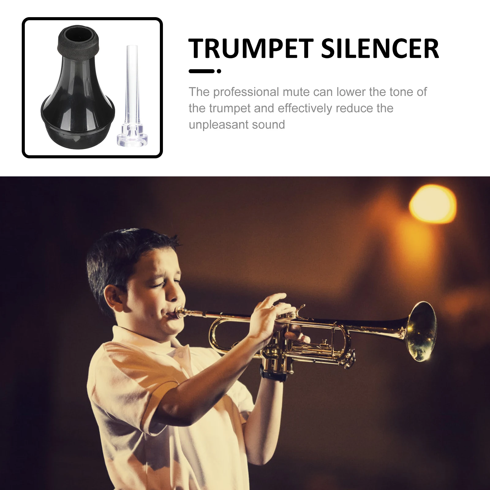 

Mini Voice Set Trumpet Mute Beginner ABS Straight Mouthpiece Replacement Practice Parts