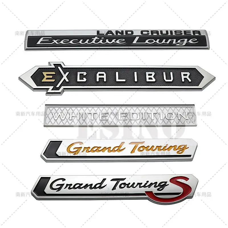 3D White Edition Excalibur Grand Touring ABS Trunk Badge Car Body Rear Tailgate Adhesive Emblem for Toyota Land Cruiser