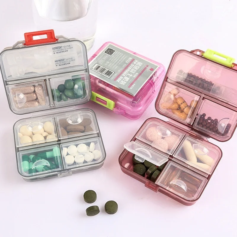 

Portable Travel Medicine Box Week Seven Grids Small Pill Organizer Sealed Medicine Storage Box Compact Desktop Storage Container