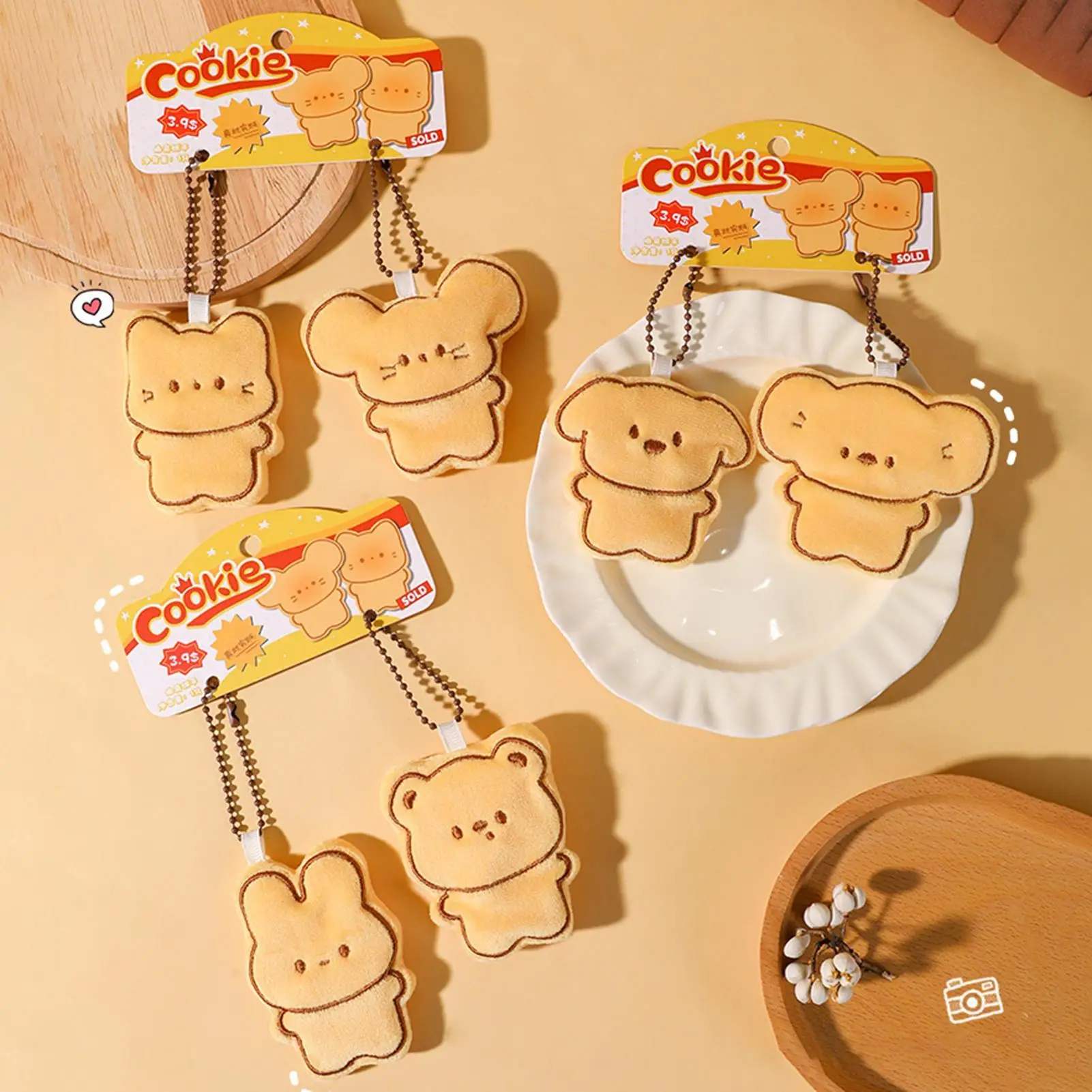 Animal Plush Keychain 2 Pieces Cartoon Bag Charm Pendant Gift for Kids Teens Backpack Purse Keys Collection Decoration