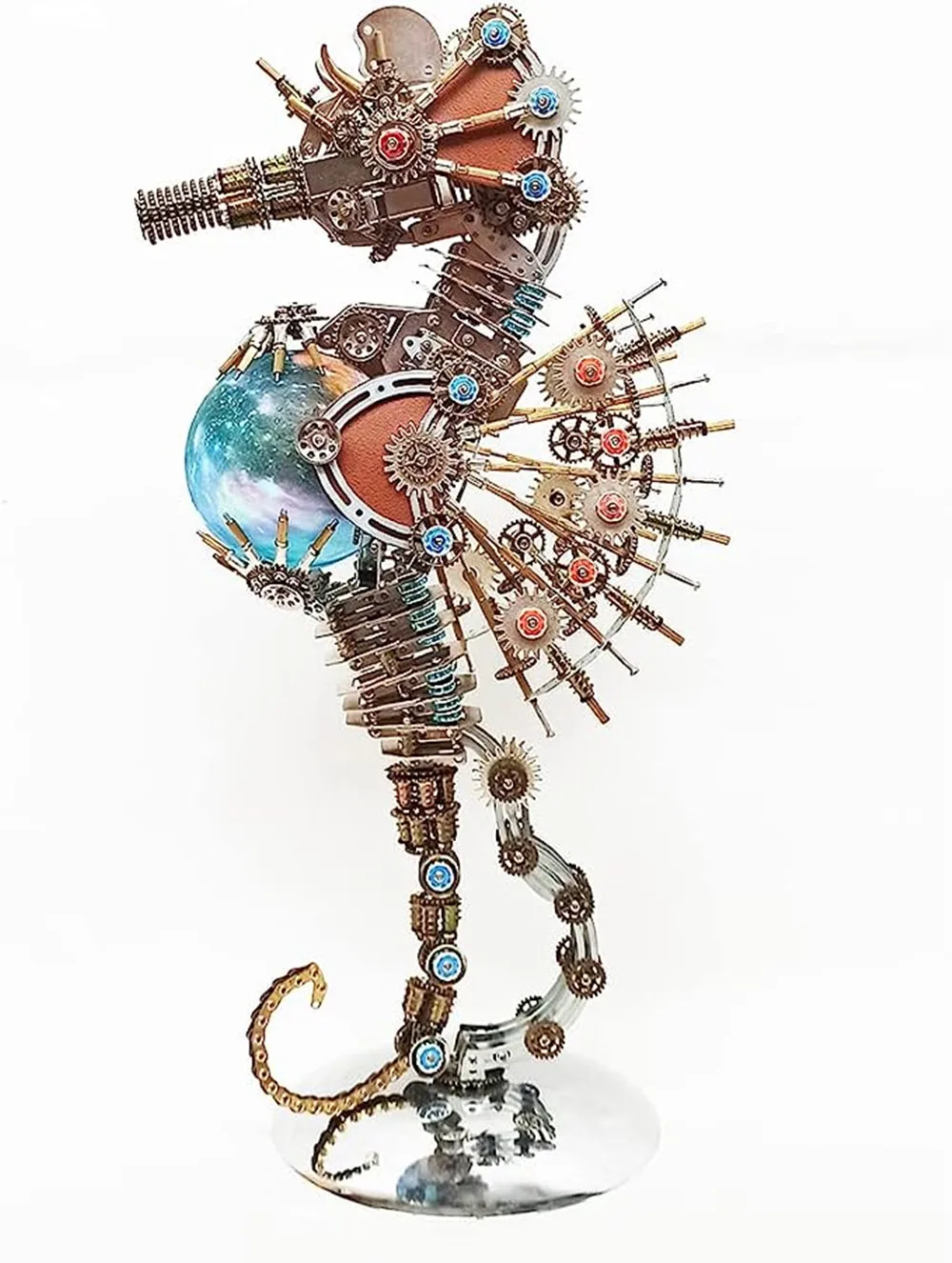 

Mechanical Color Seahorse Ornaments Toy Steampunk Seahorse Puzzle Metal Hand-made Diy Assembly Model Adult Boy's Kids Gift