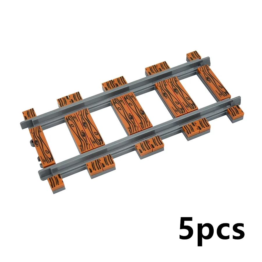 Bouwsteen Model Stad Speelgoed Gladde Bakstenen 1X1 1X4 Houten Textuur Treinen Rail Versieren Recht Gebogen Met Geassembleerde Rails