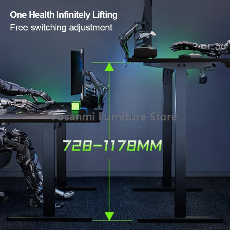 Tavolo da gioco elettrico in fibra di carbonio per scrivania da computer ad altezza regolabile per la casa Tavolo da tavolo da tavolo con movimento per stanza robusta e spaziosa