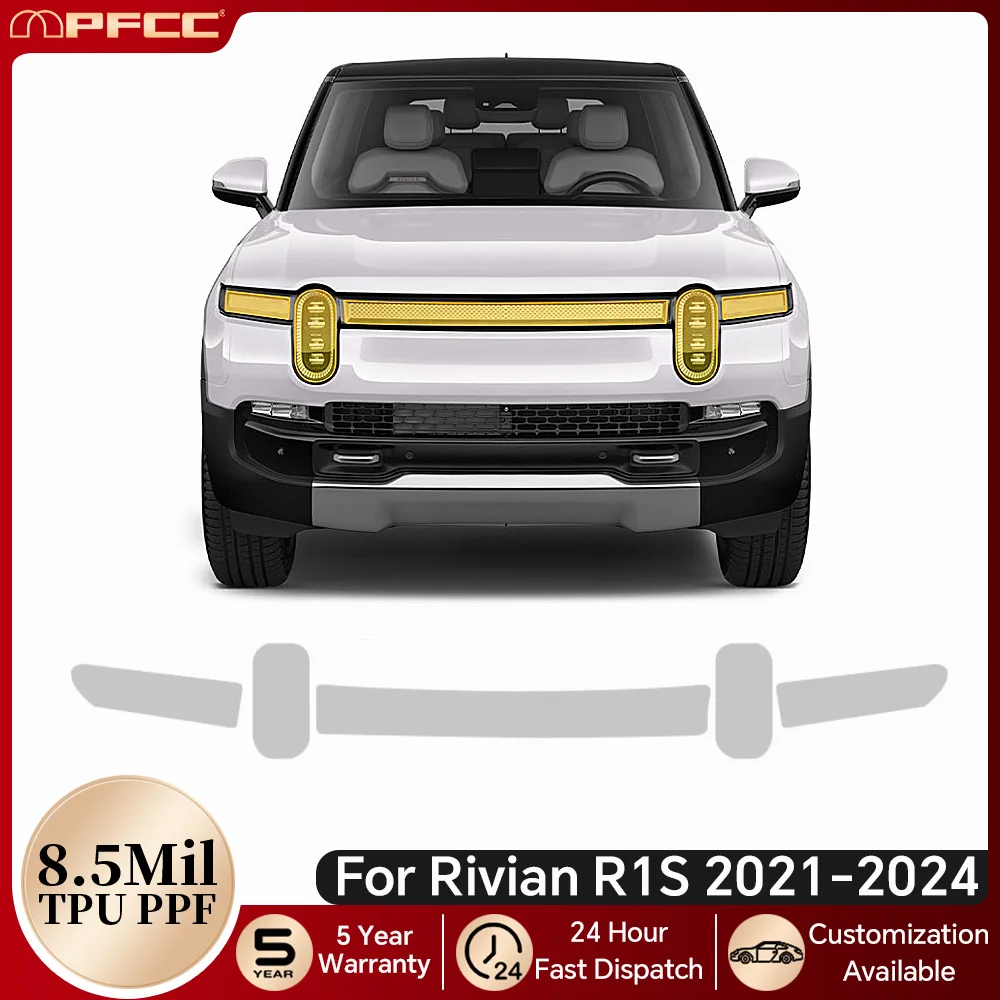 

For Rivian R1S 2021-2024 Headlight TPU Paint Protective Film Pre-cut PPF Clear Bra Anti-scratch Car Accessories Invisible Decal