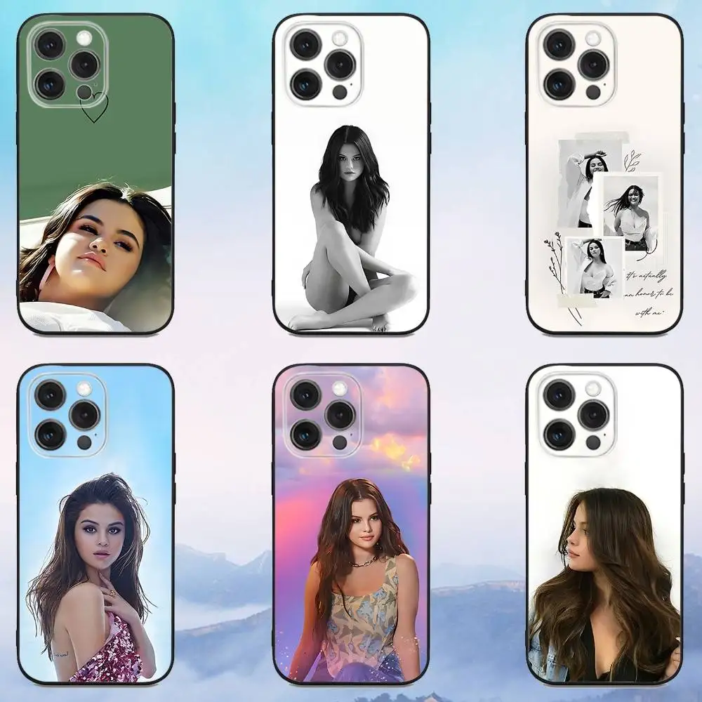 

S-Selena Singer Gomez Phone Case For iPhone 16e,16,15,14,13,12,11,Pro,X,XS,Max,XR,Plus,Mini Soft Black Cover