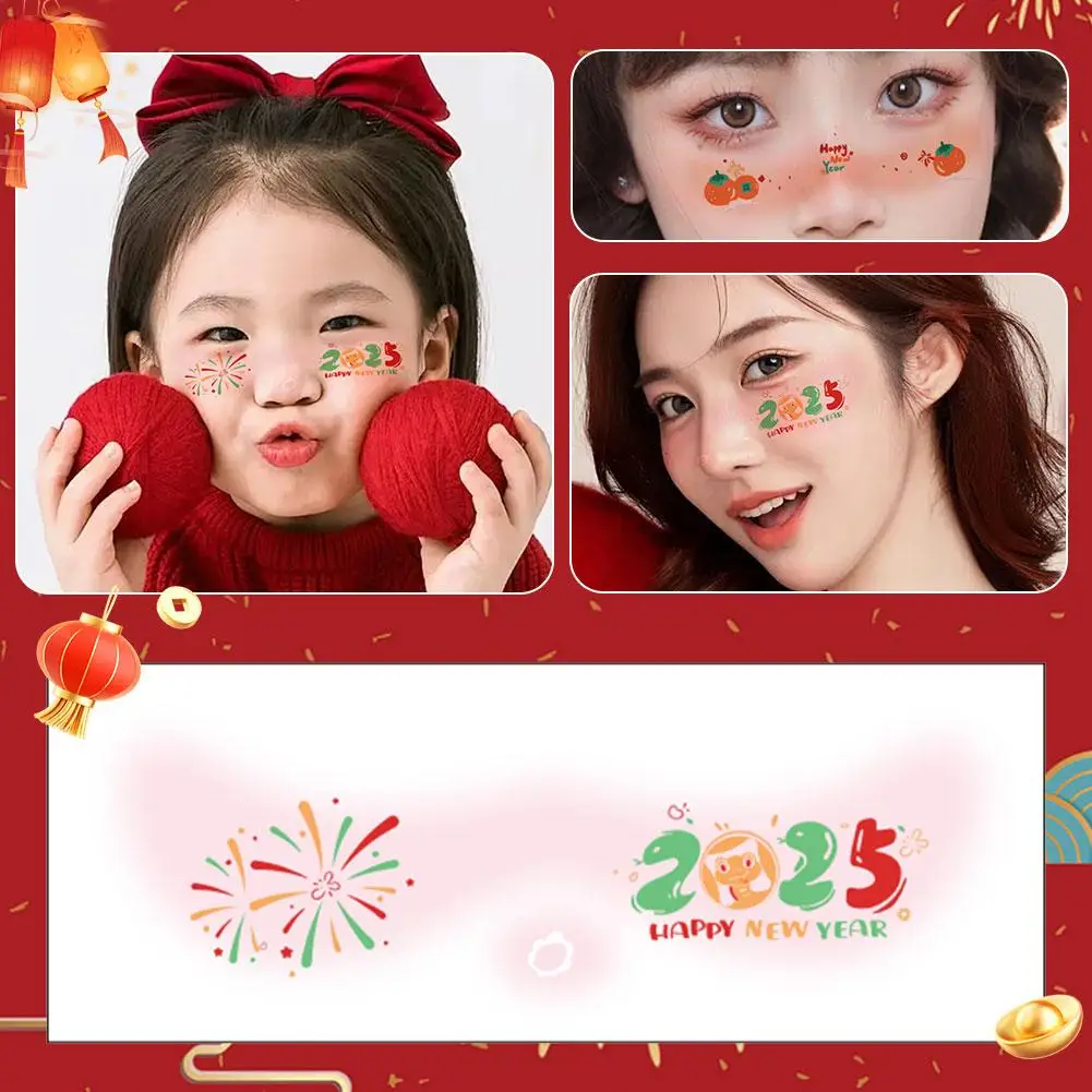 Festive Lantern Pattern Tattoo Stickers Disposable Unique Net Performance Party Face Celebrity Cool Trendy Broadcast Live P K8Q6