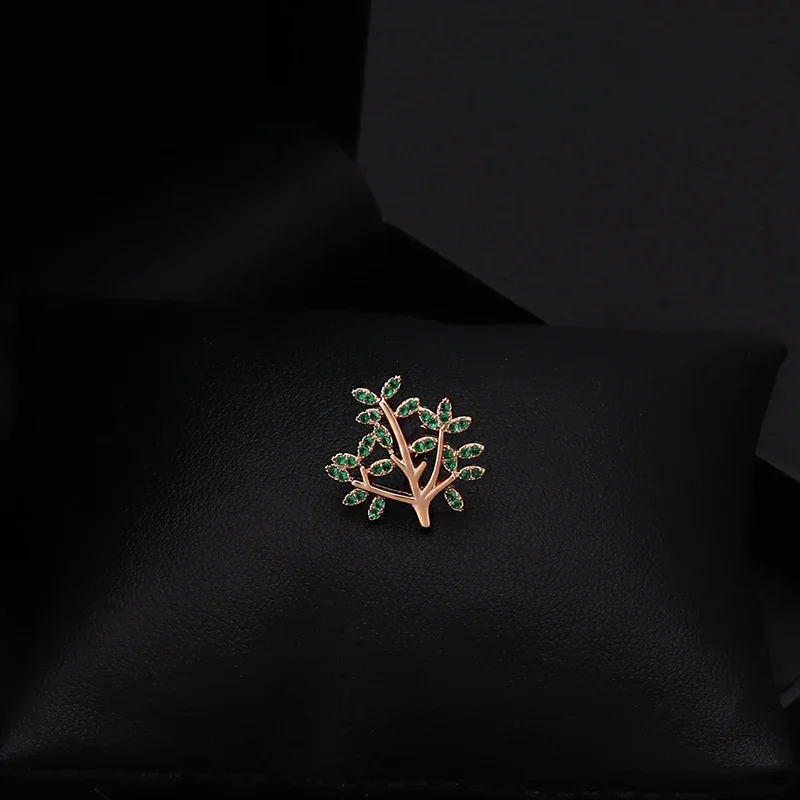 Brooch Japanese Style Simple Green Happiness Tree Pins Small Collar Buckle Plant Men and Women Suit Badge Ornament Jewelry 6025