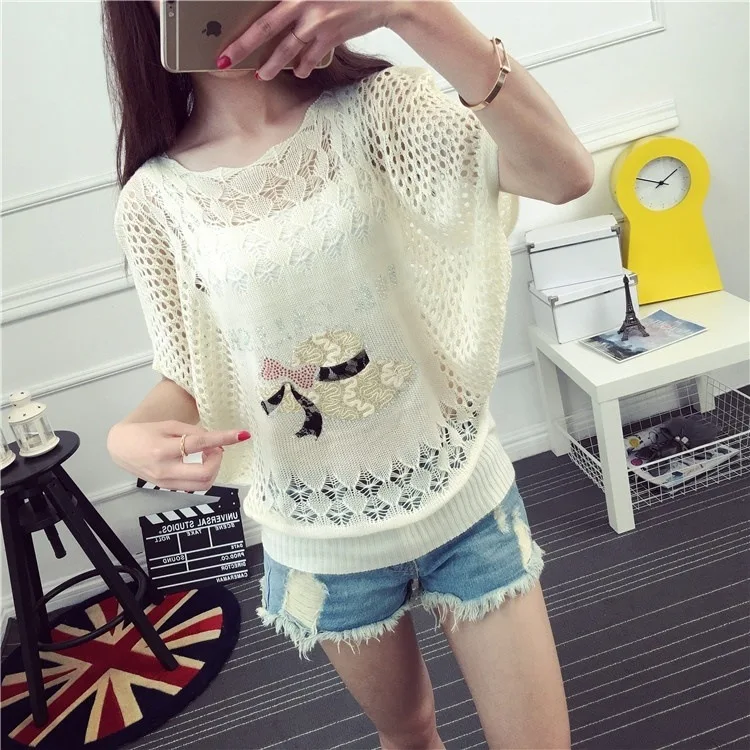 Sweaters Women Pullovers Clearance Promotion Casual Hollow Out New Fashion Cheap Loose Thin Bat Sleeve Female Womens LXJ619