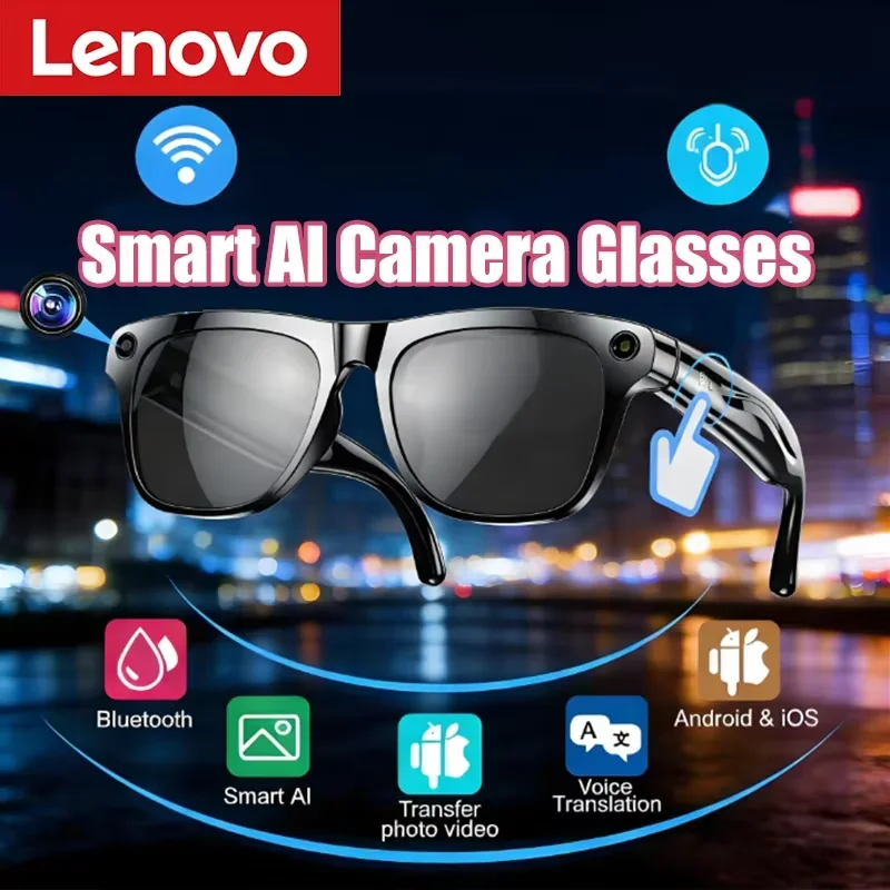

Lenovo 8K HD Color Changing AI Smart Glasses 100MP Camera Chat GPT Bluetooth Call Voice Assistant Control Smart Glasses 2026 New