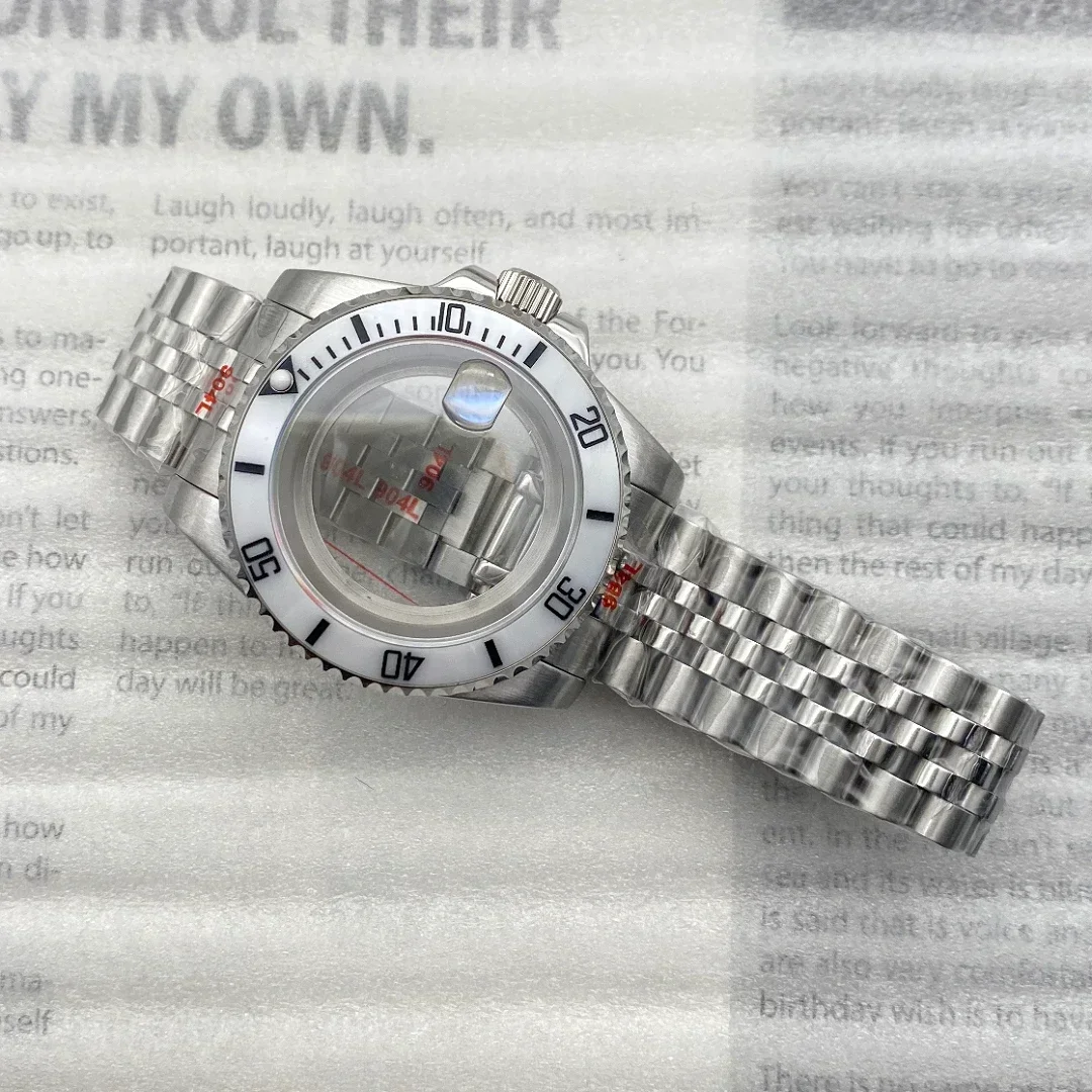 Silver 40mm Watch Case Jubilee Bracelet Black Bezel 28.5mm Dial for Seiko Gmt Submariner Nh35 NH36 NH70 Movement Sapphire Glass