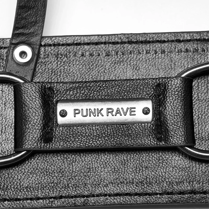 PUNK RAVE Women\'s Punk Double Leather Heavy Adjustable Duty Strap  Personality Cool Accessory Sexy Novelty Black Belt